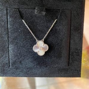 (SOLD) VCA 18k White Gold Diamond Guilloche Vintage Alhambra Necklace